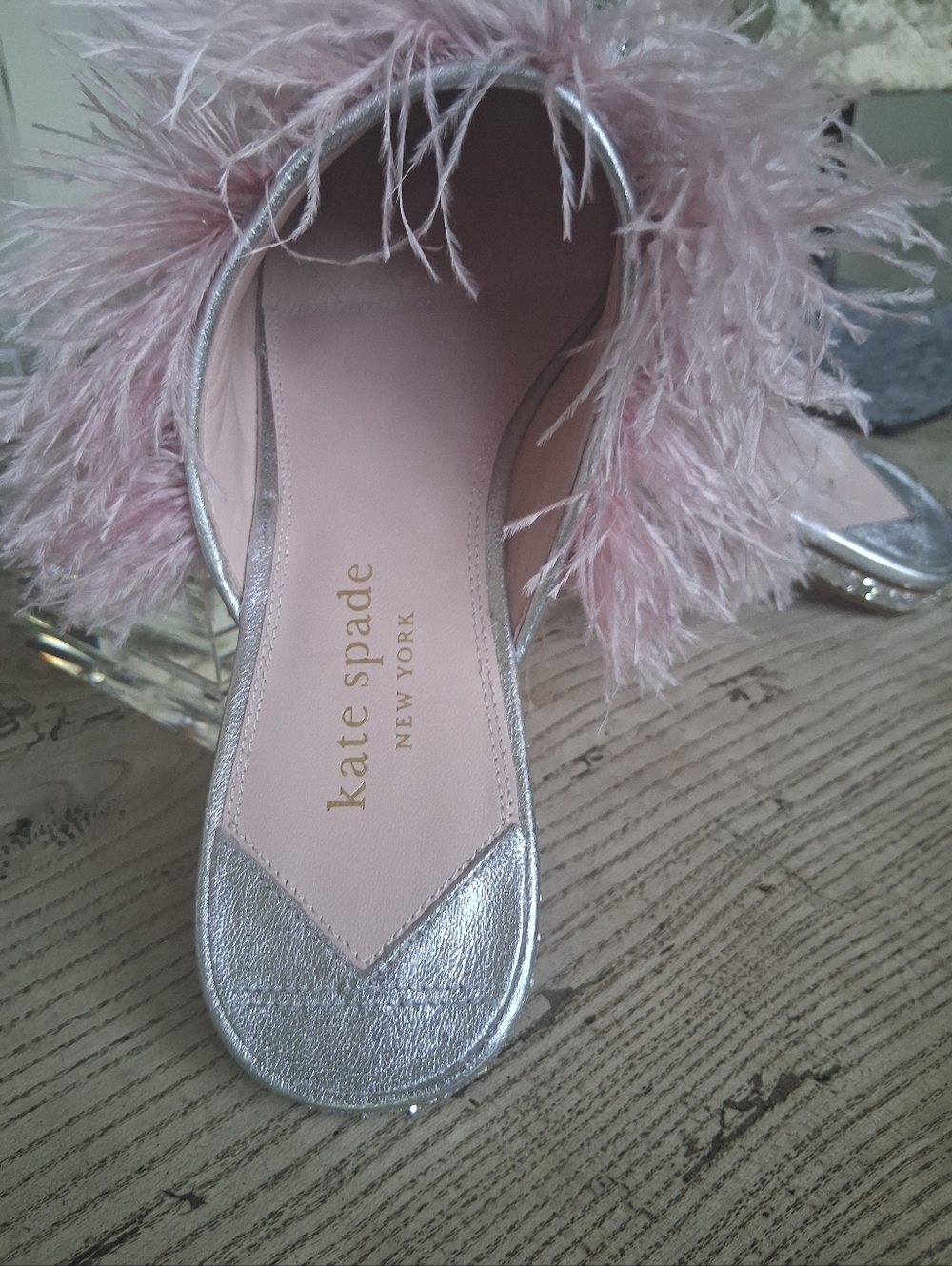 Kate Spade New York Silver and Pink Marabou Mules Size 10 - Picture 8 of 11